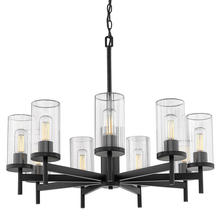  7011-9 BLK-CLR - Winslett 9 Light Chandelier in Matte Black with Ribbed Clear Glass Shades